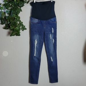 HAUTE MAMA Maternity Distressed Skinny Jeans M